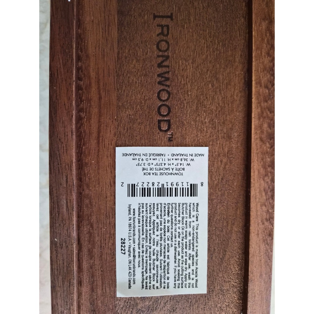 Ironwood Acacia Wood Townhouse Tea Box 5 Compartment Organizer 28227 Brown - Picture 5 of 5